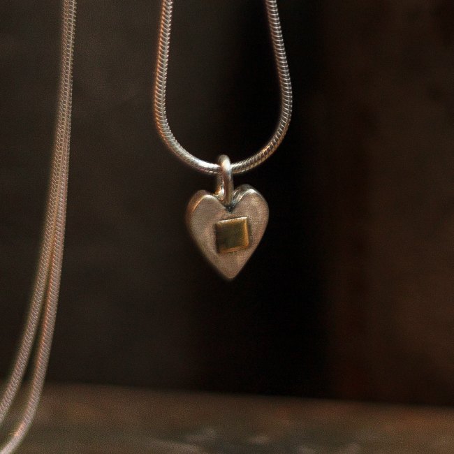 Hammered hearts with gold pendant Annie Smith